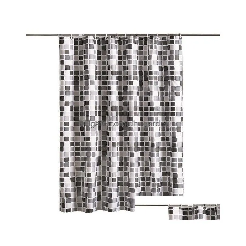 Shower Curtains Waterproof Shower Curtain With 12 Hooks Mosaic Printed Bathroom Curtains Polyester Cloth Bath For Decoration Dhgarden Dhvv5