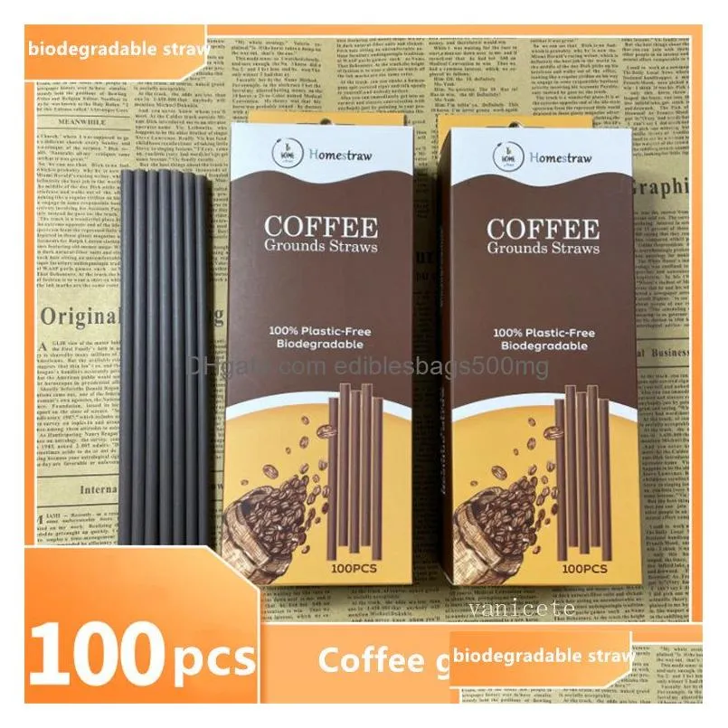 drinking straws food-grade pla coffee grounds straw disposable straws independent packaging environment-friendly for milk tea shop