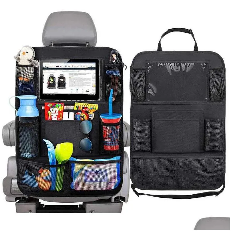 back seat 2pcs car organizer 9 storage pockets with touch screen tablet holder protector for kids children accessories