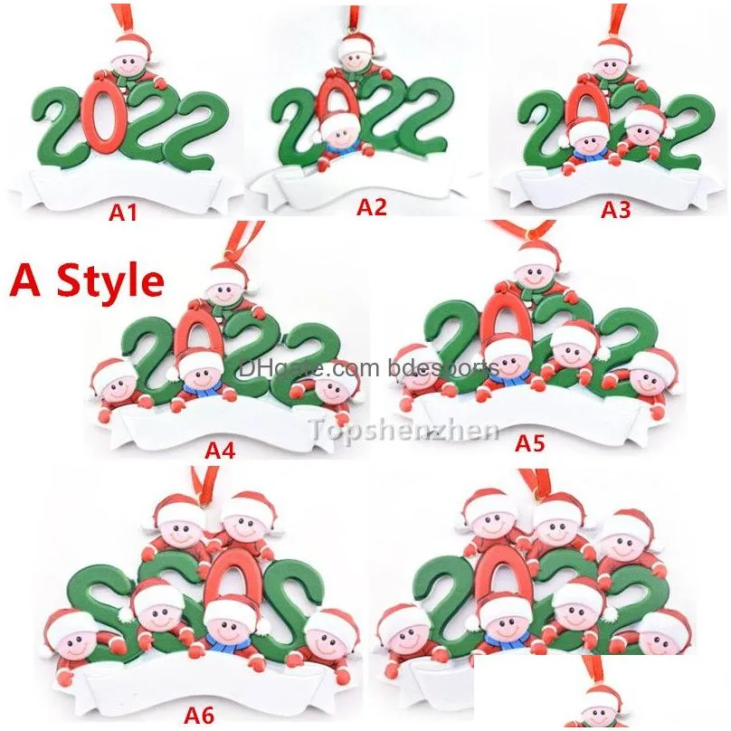 17 style 2022 christmas resin pendant ornaments tree decorations santa claus family diy name