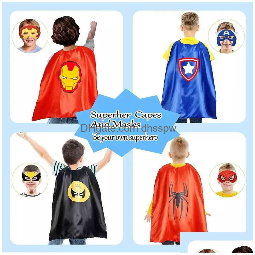 102 designs superhero cape and mask christmas halloween costume double sided birthday party dress up cosplay mask for kids children favor mystery