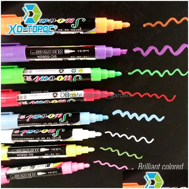 Highlighters Highlighters Xindi Liquid Chalk 8Pcs/Lot Erasable Highlighter Fluorescent Marker Pen Colorf Art Painting For Wh Dhgarden Dhmzx