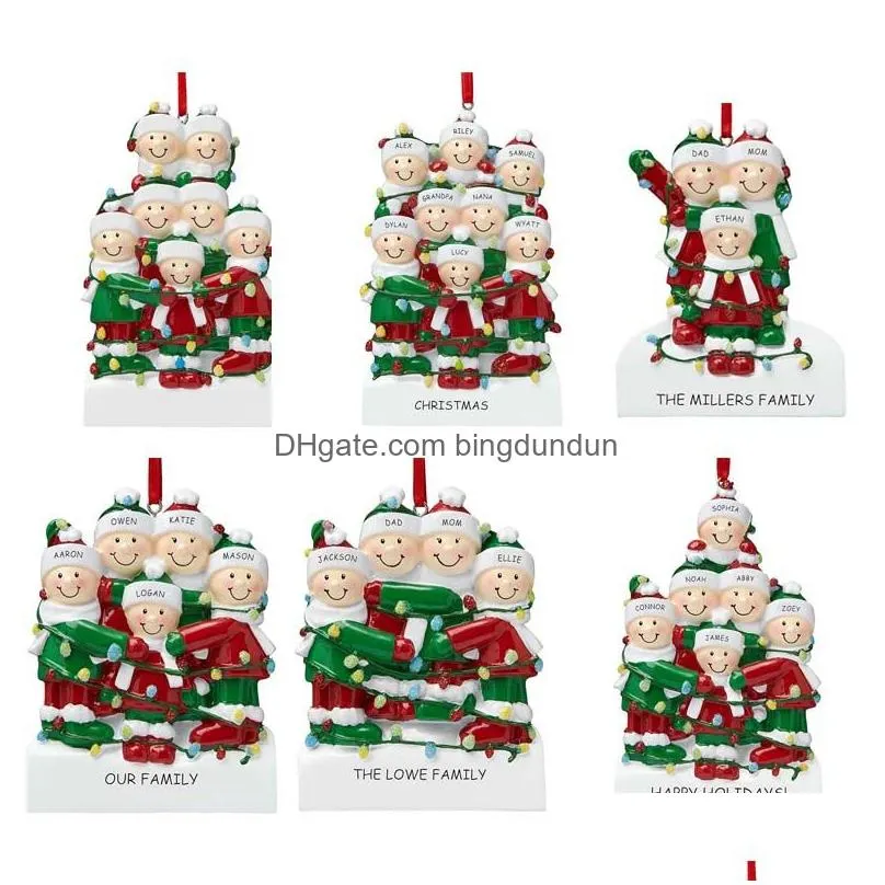 personalized resin christmas ornaments christmas pendant family name blessing christmas tree ornaments room decorations