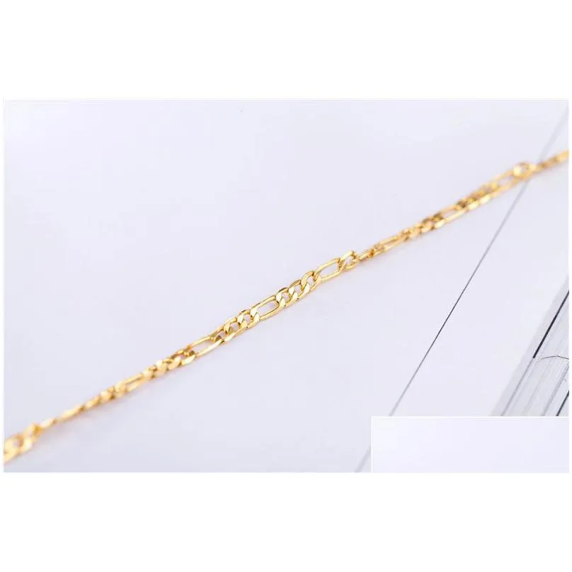 Chains 2Mm Gold Figaro Chain Necklaces For Men Women 31 Flat Design Jewelry Fashion Diy Accesories Gifts 16 18-30 Inches Jewelry Neckl Dhn3G