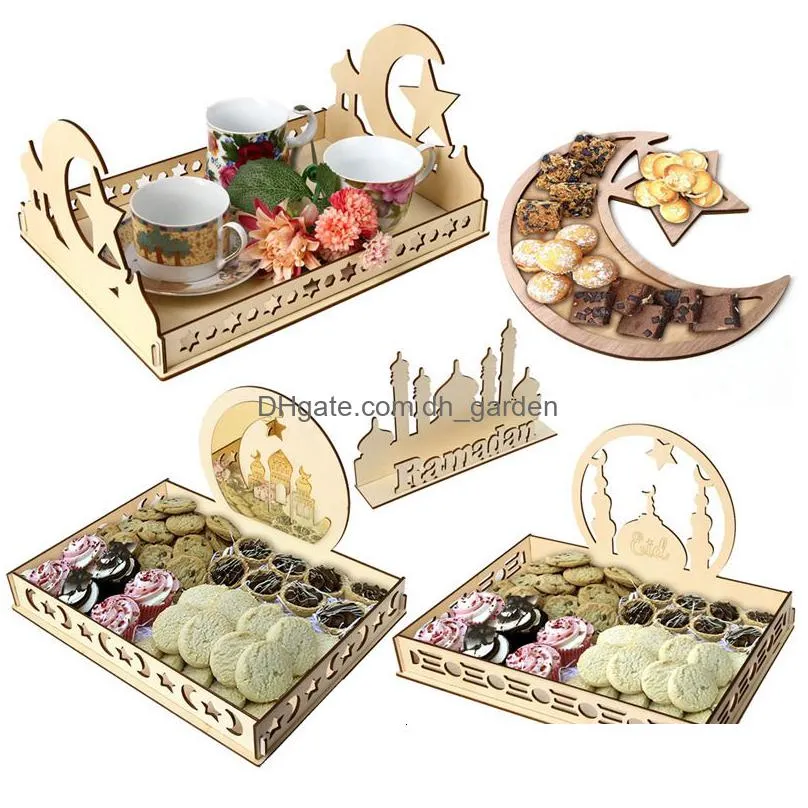 Other Event & Party Supplies Other Event Party Supplies Eid Mubarak Decor Wooden Tray Ramadan Ation For Home Islamic Muslim Dhgarden Dh9Jr