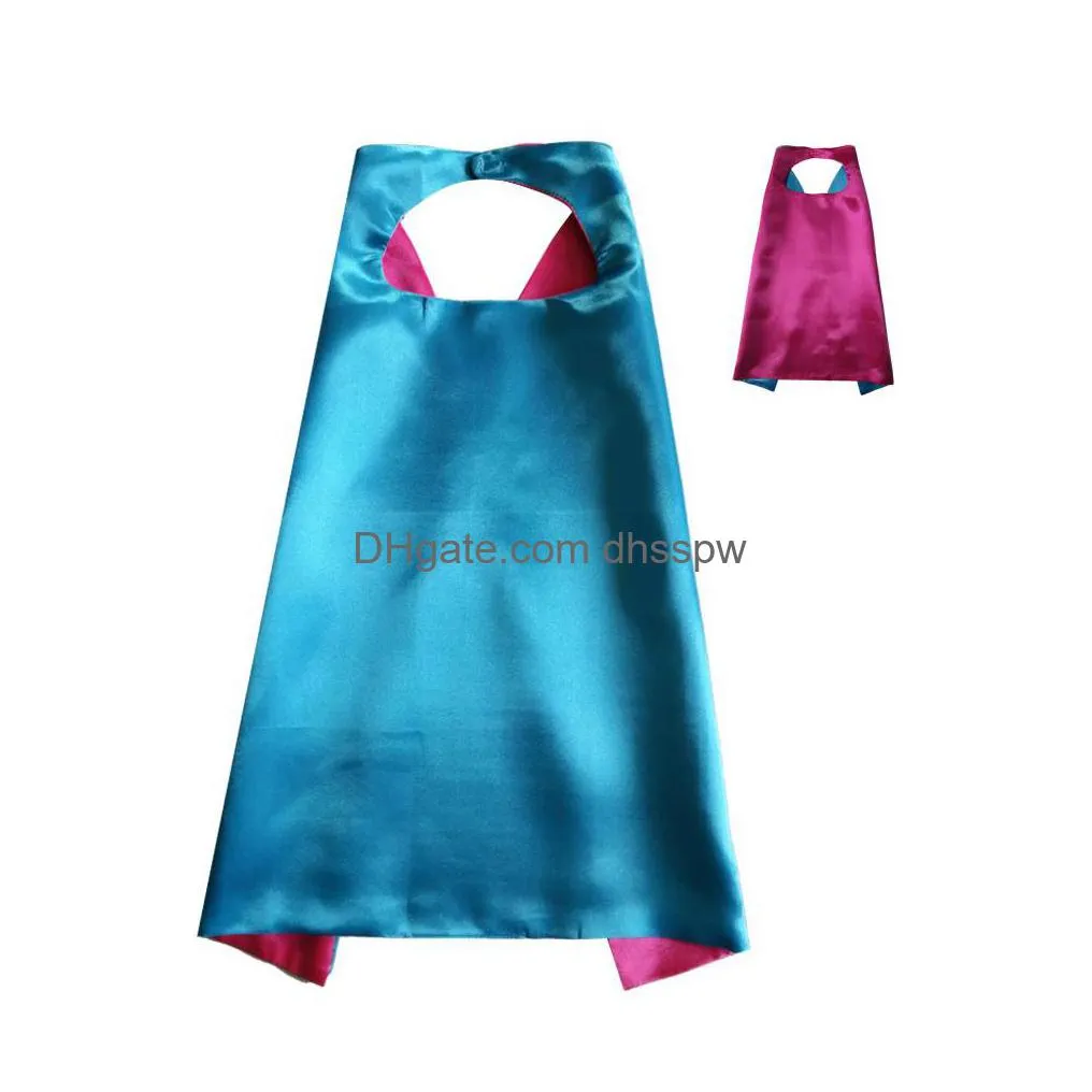 110x70cm plain color double layer superhero cosplay cape for adults 11 colors choice top quality satin halloween superhero costumes