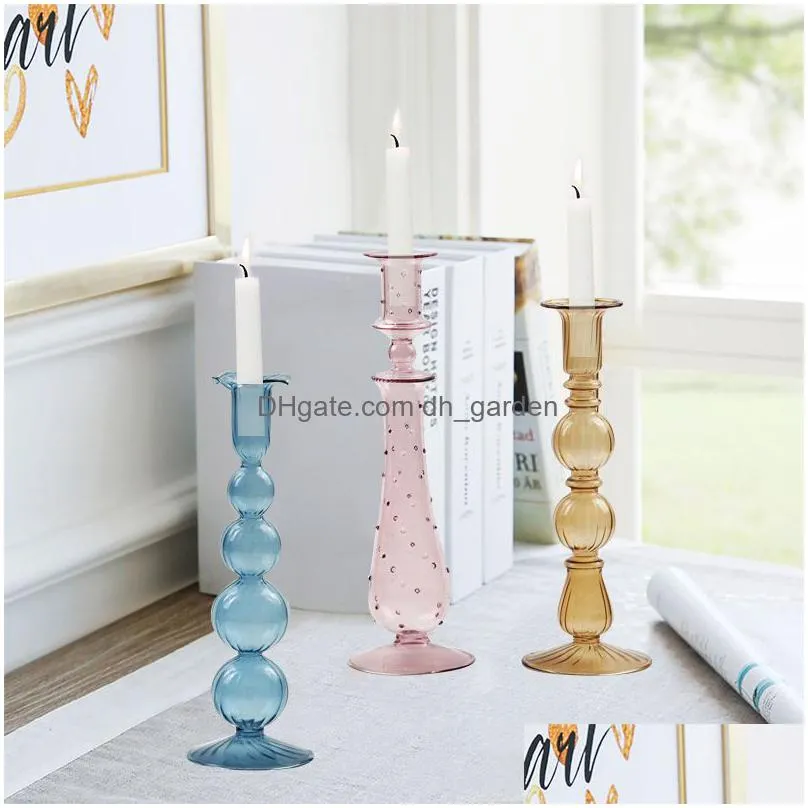 Candle Holders Glass Candle Holder Home Decor Wedding Decoration Accessories European Retro Crystal Candlestick Drop 220809 Dhgarden Dh27W