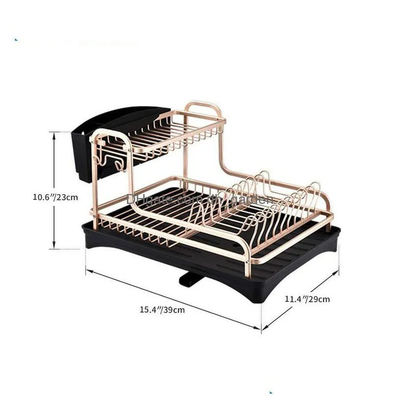 Dish Racks Aluminium Alloy Dish Rack Kitchen Organizer Storage Drainer Drying Plate Shelf Sink Supplies Knife And Fork Conta Dhgarden Dhslb