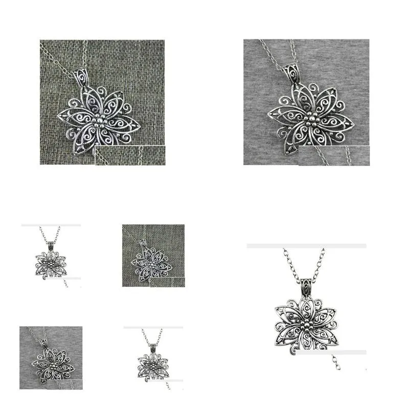 Pendant Necklaces 20Pcs/Lot Vintage Big Flower Charms Pendant Chains Necklace Sisters Gift Jewelry Diy Jewelry Necklaces Pendants Dhajz