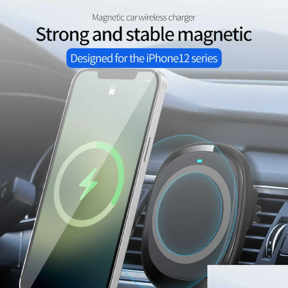magnetic wireless car 15w  mount for iphone 12mini 12 pro max magsafing fast charging wireless  car phone holder