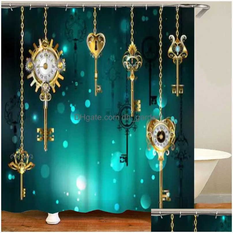 Shower Curtains Steampunk Industrial Gray Bath Shower Curtains For Bathroom Waterproof Antique Instrument Concrete Mats 180X Dhgarden Dhctf