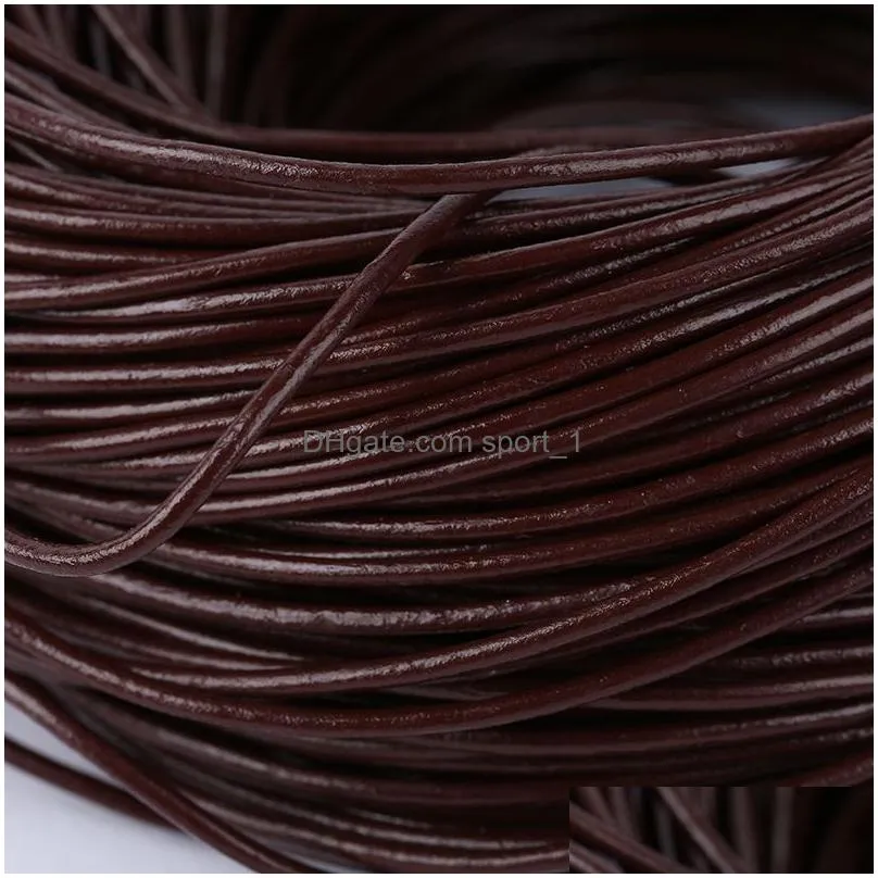 100metrs lot 100% real genuine brown 3 sizes round oxhide real leather thong gorgeous bracelet necklace cords wire jewelry diy mak311b