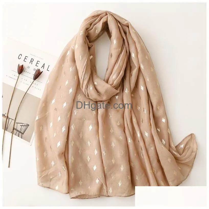 Scarves Plain Glitter Viscose Shawl Scarf Lady High Quality Wrinkle Wrap Pashmina Stole Bufandas Drop Delivery Fashion Accessories H Dhdqa