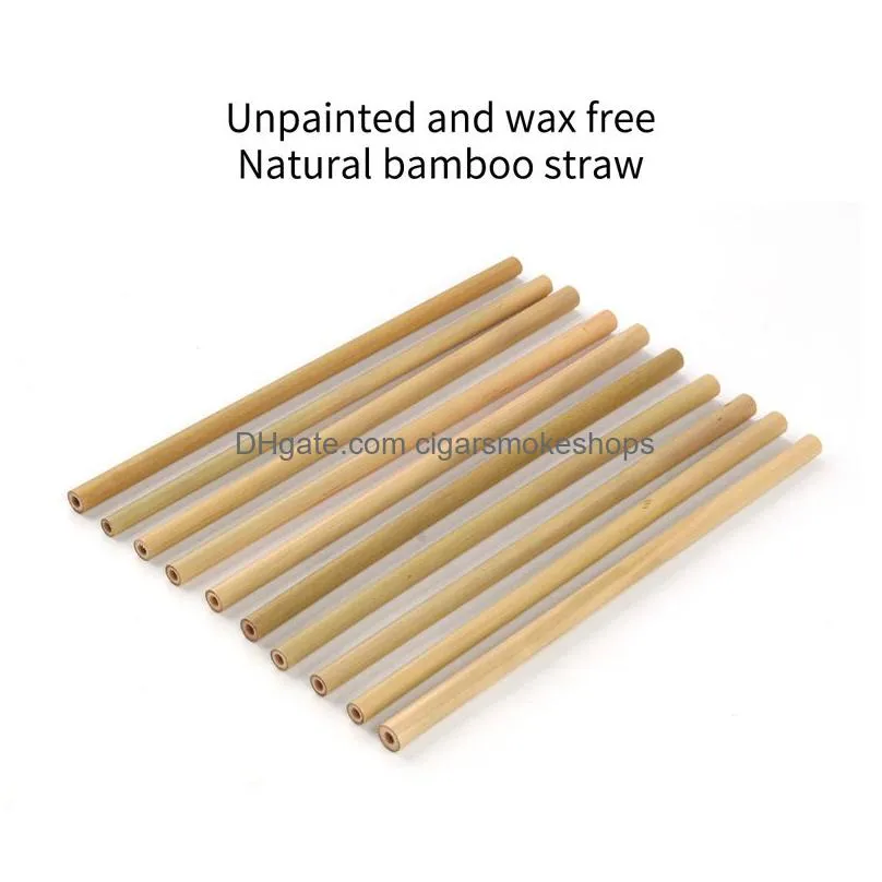 Drinking Straws Bamboo Sts Drinking St Reusable Eco Friendly Handcrafted Natural And Cleaning Brush 200Pcs Home Garden Kitchen, Dining Dh5M6