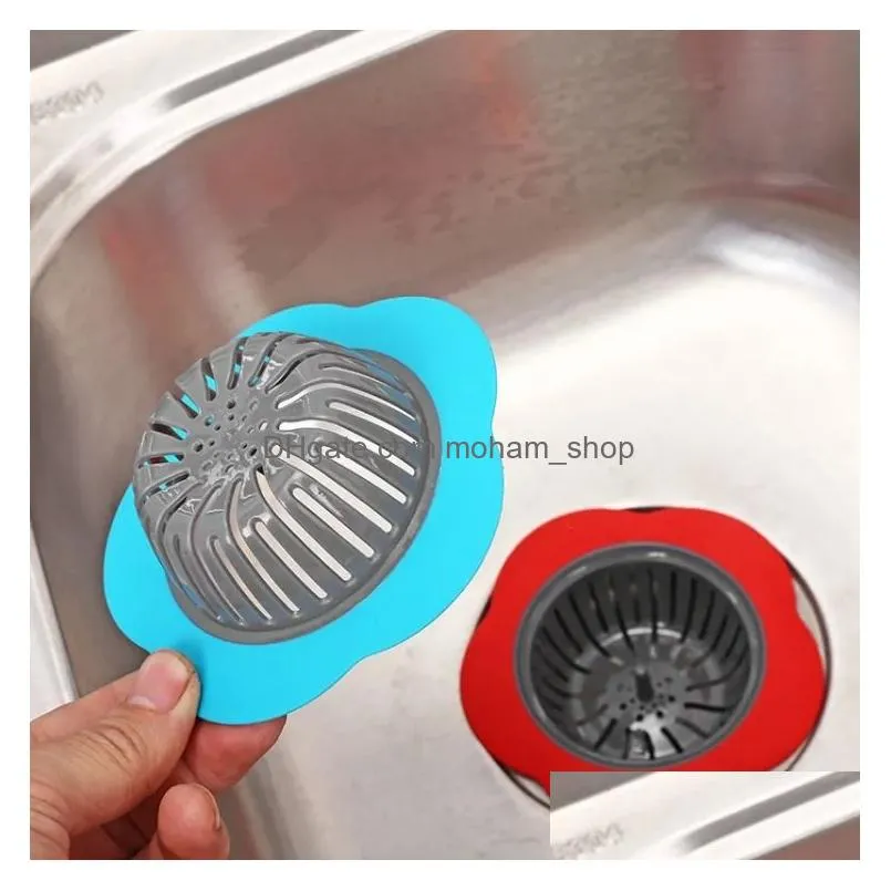 silicone kitchen sink strainer flower shaped shower sink drains cover sink colander sewer hair filter kitchen accessories