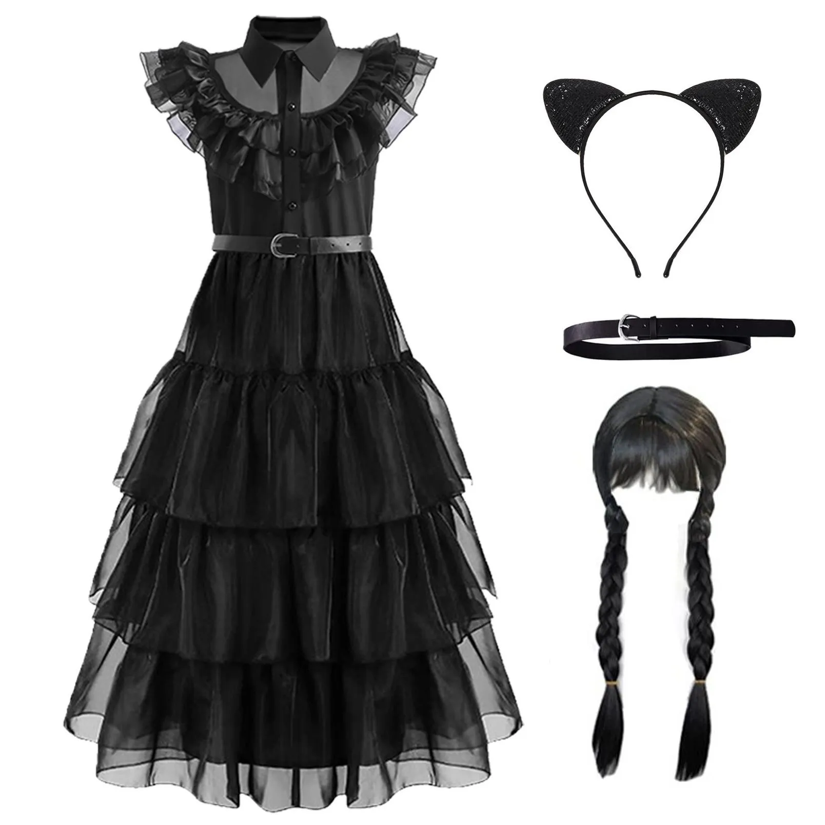 Special Occasions Special Ocns Girls Black Wednesday Addams Costume Teenage Birthday Party Cosplay Halloween Merlina Carnival Kids Pri Dhdyl