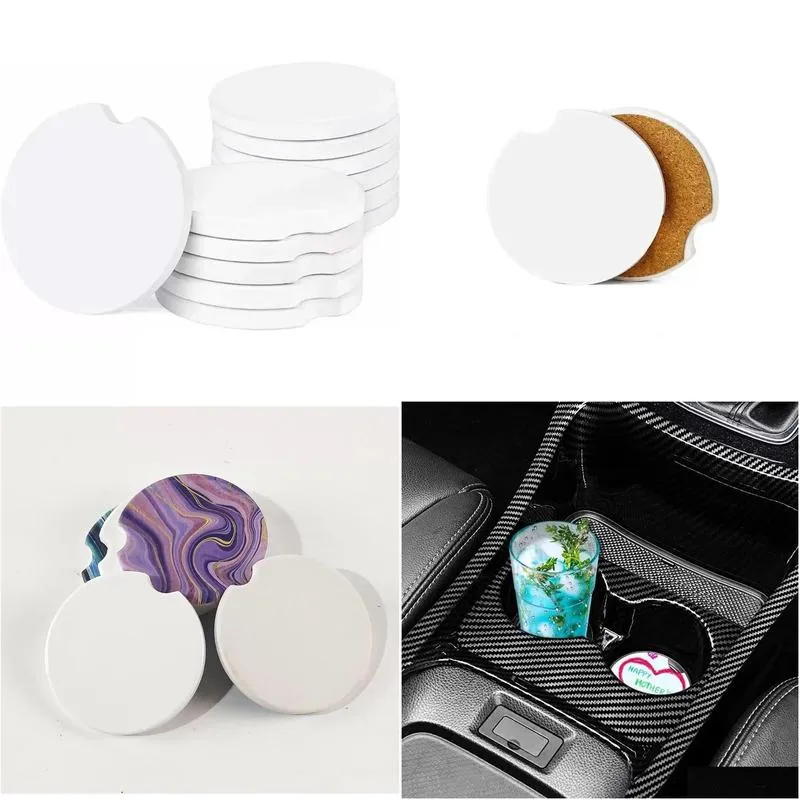 Mats & Pads Dunelm Table Mats Blank Car Ceramic Coaster 6.6X6.6Cm Insation Pad Gift And Souvenir Making Ceramics Home Garden Kitchen, Dhs04