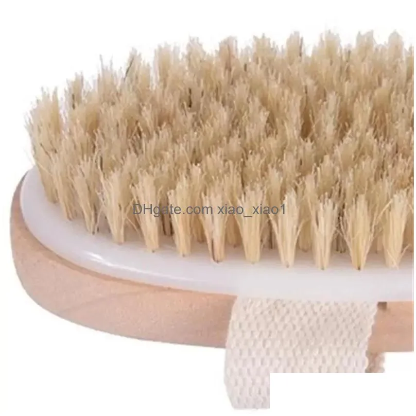 bath brush dry skin body soft natural bristle spa the brush wooden bath shower bristle brush spa body brushs without handle 0407