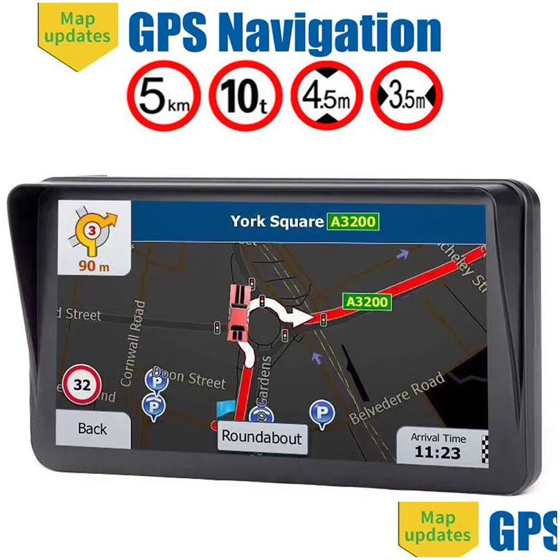 hd auto 9 inch truck gps navigator bluetooth avin support multiple vehicles navigation with sunshade shield 8gb maps