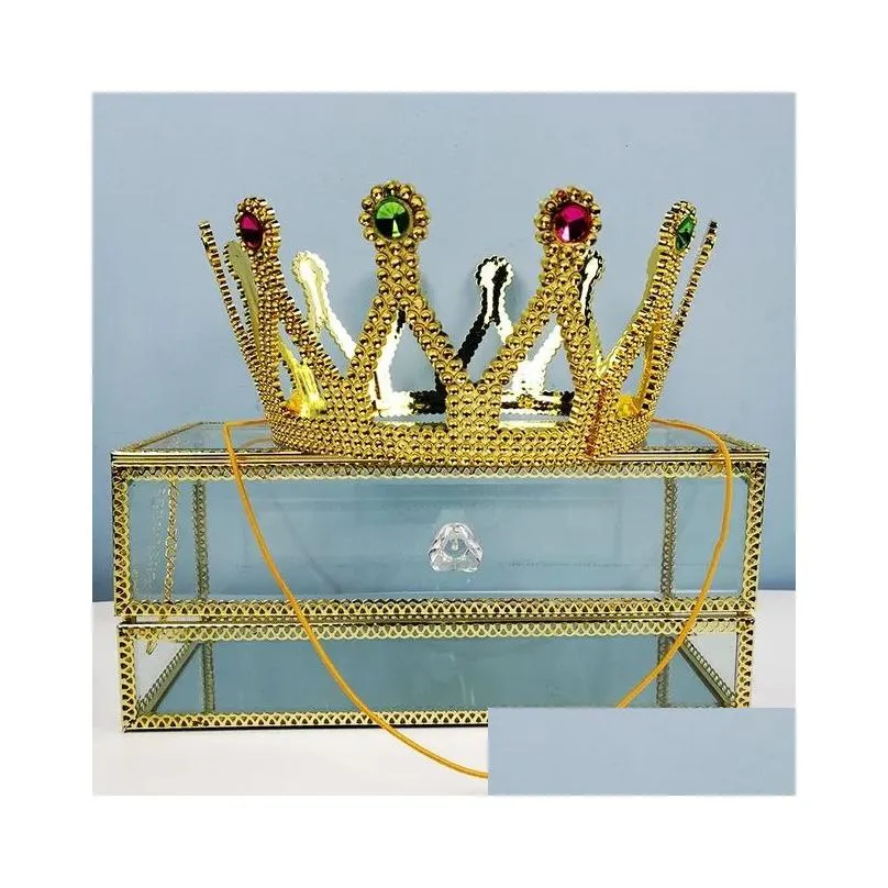 Party Hats Party Hats King Crown Halloween Ball Dress Up Plastic Scepter Partys Supplies Birthday Crownes Princess Crowns Home Garden Dhdkq