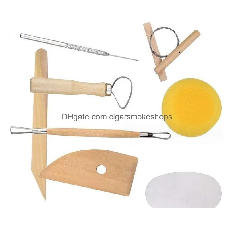 Craft Tools 8Pcs/Set Ceramic Y Tools Wooden Clay Wax Tool Kit Carving Scpting Modeling Craft Sset Home Garden Arts, Crafts Gifts Dhfgm