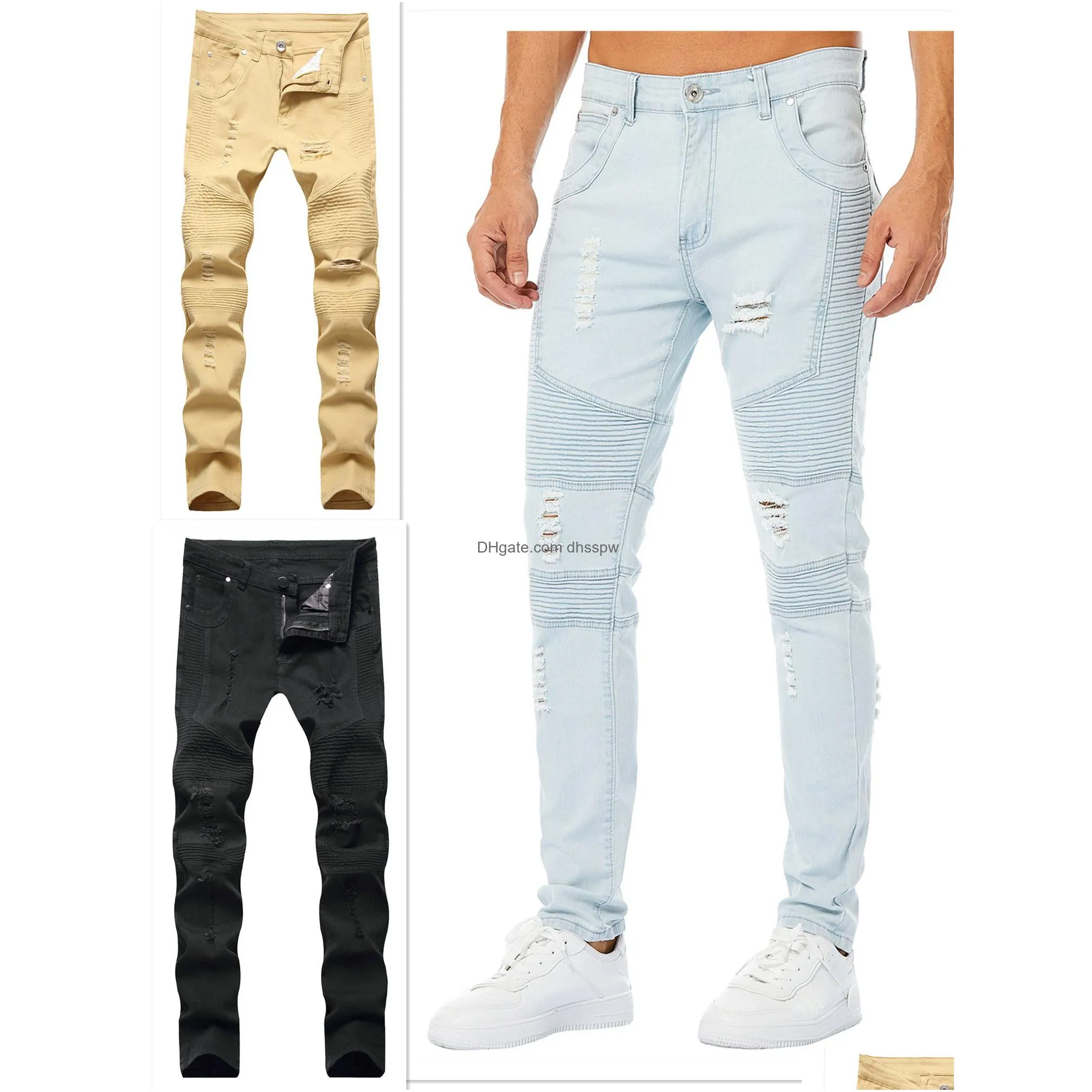 black skinny jeans for men biker jean slip blue khaki destroyed mens slim denim straight ins ripped clothing pants