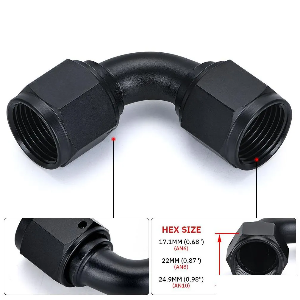 universal 0 45 90 degree an6 an8 an10 female to an6 an8 an10 female hydraulic hose elbow oil cooler fitting hose fittings -sl7000