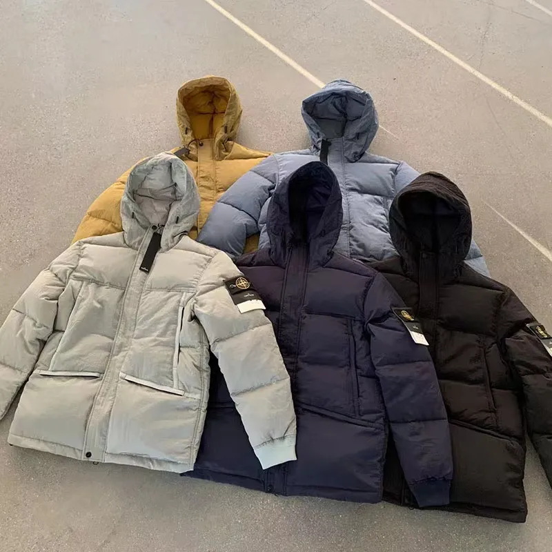 STONE Winter New Metal Nylon Down Coat Men's and Women's Comfortable and Warm Versatile Cotton down jacket L
