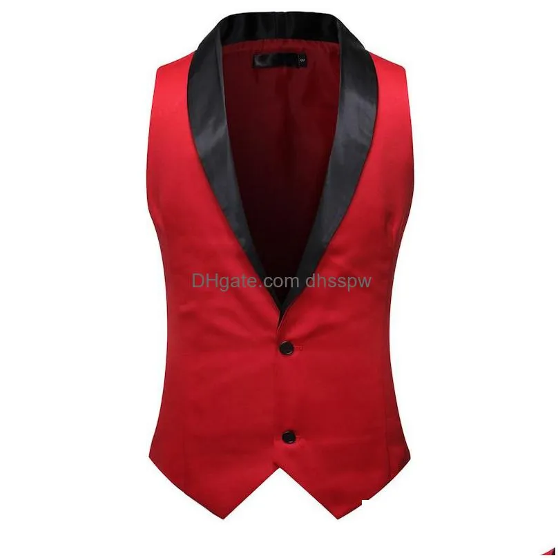 mens vests fashion shawl collar tuxedo vest men 2022 brand red slim fit sleeveless waistcoat formal business wedding groom xxl