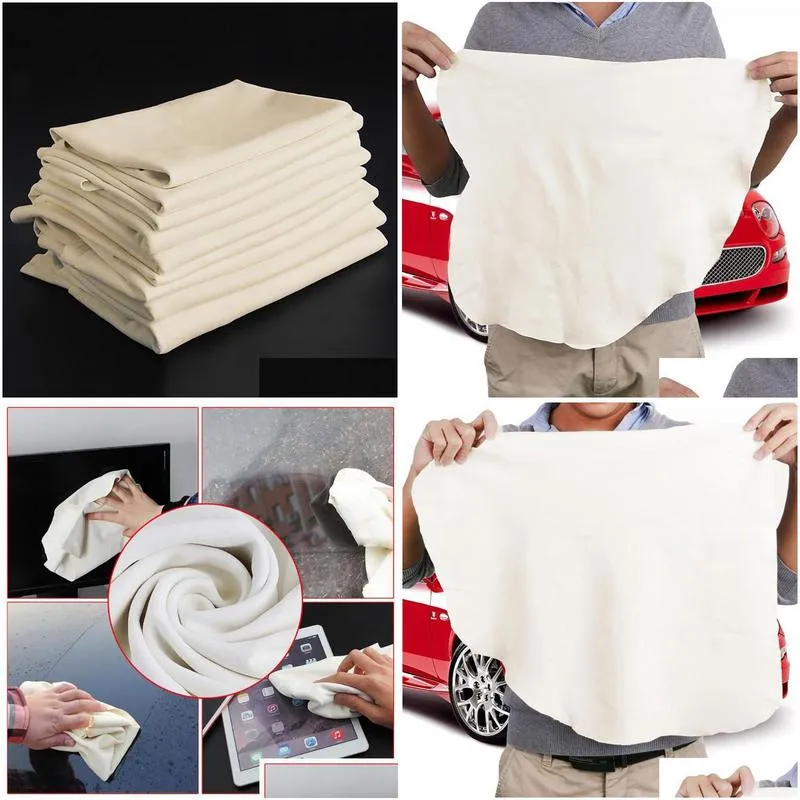 45x60cm auto care natural chamois leather car cleaning cloth leather wash suede absorbent quick dry towel streak lint 