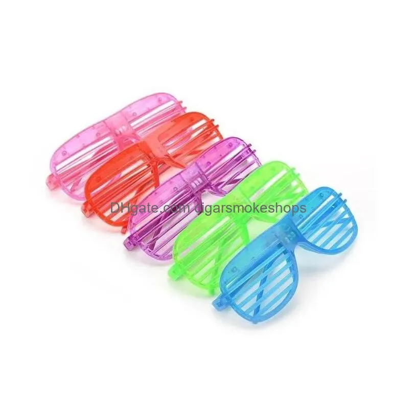 Party Favor New Led Light Glasses Flashing Shutters Shape Flash Sunglasses Dances Festival Decoration Home Garden Festive Party Suppli Dhaqh