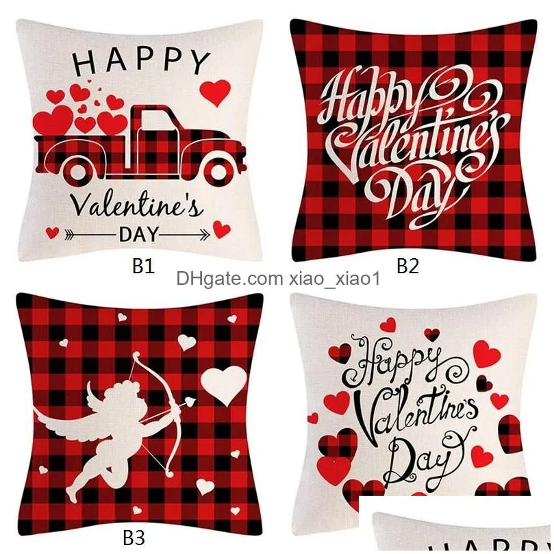 dhs 45x45cm red heart love patterns sofa couch valentines day pillow case car spring home decor xu