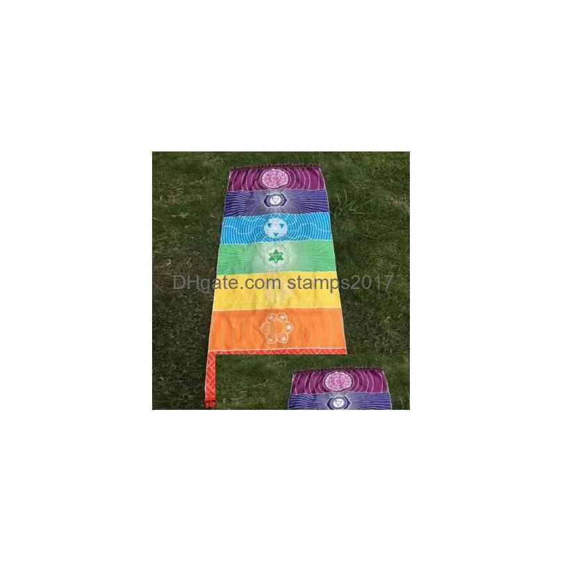 Towel 70X150Cm Polyester Beach Blanket Unisex Yoga Rainbow Color Bohemian Shawl Cca11125 20Pcs Drop Delivery Home Garden Textiles Dhgau