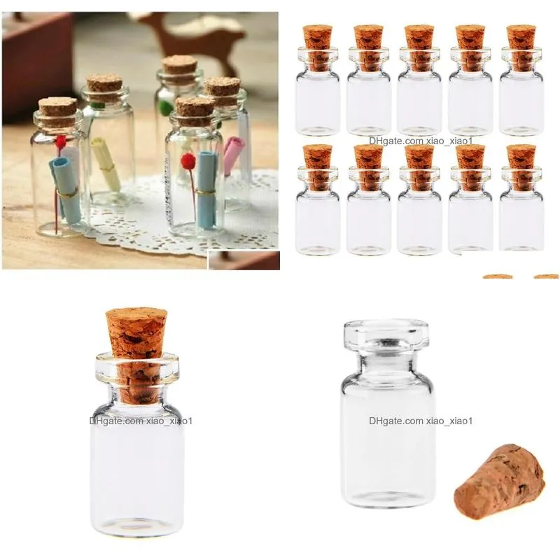 Storage Bottles Jars 50Pcs 05Ml Cute Mini Small Tiny Empty Clear Wishing Vials With Cork Glass Containers2705375 Drop Delivery Home Dhwxc