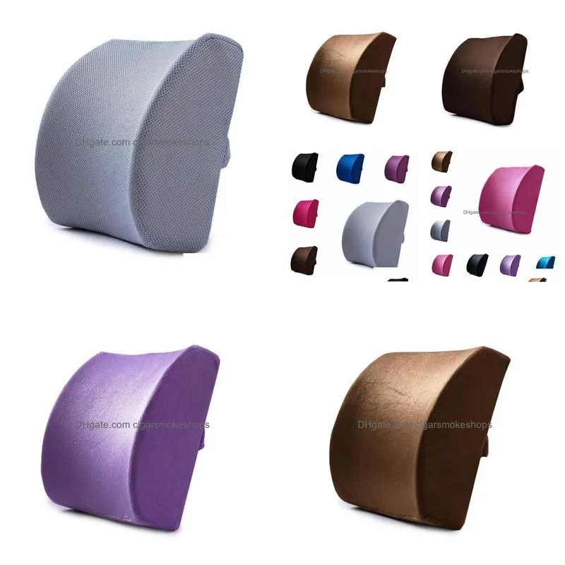 Cushion/Decorative Pillow New Memory Foam Lumbar Cushion Travel Pillow Car Chair Back Support Office Home Garden Home Textiles Dhbra