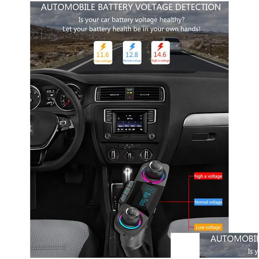 carprie bluetooth wireless car mp3 player hands car kit fm transmitter a2dp 2.1a usb  led display fm modulator