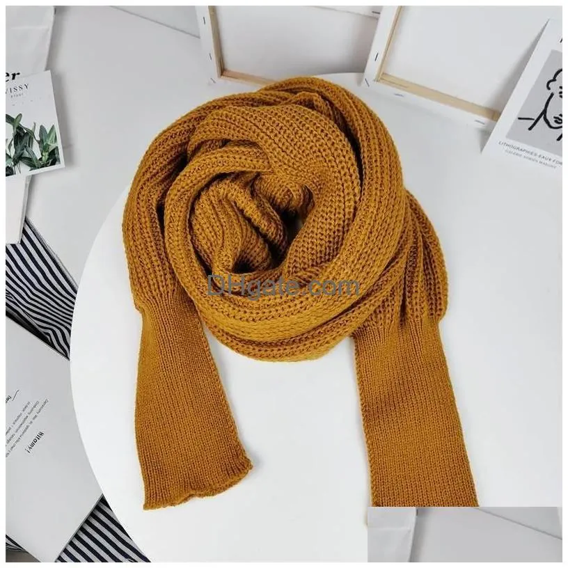 Scarves European Style Winter Women Long Scarf With Sleeves Wool Knitted For Thick Warm Casual Shawl High Quality Sweater Drop Deliv Dhkwp