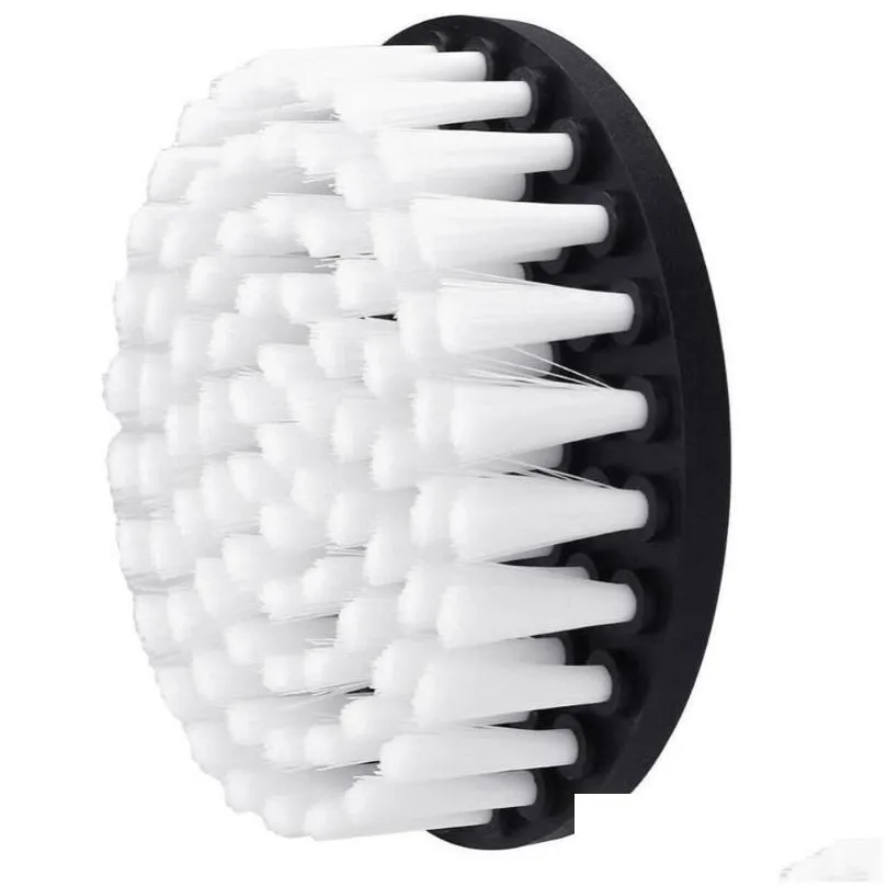 5inch white yellow plasstic soft drill brush kit plastic round cleaning brush for carpet glass car tires nylon brushes1