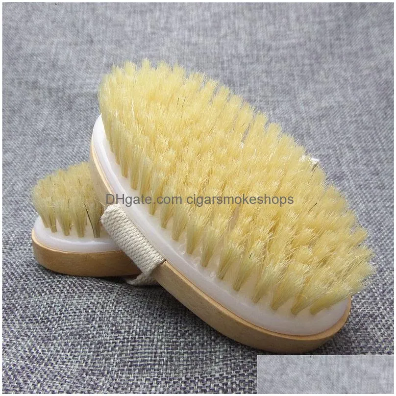 Bath Brushes, Sponges & Scrubbers Dry Skin Body Soft Natural Bristle Brush Wooden Bath Shower Spa Without Handle Home Garden Bath Bath Dh3Ch