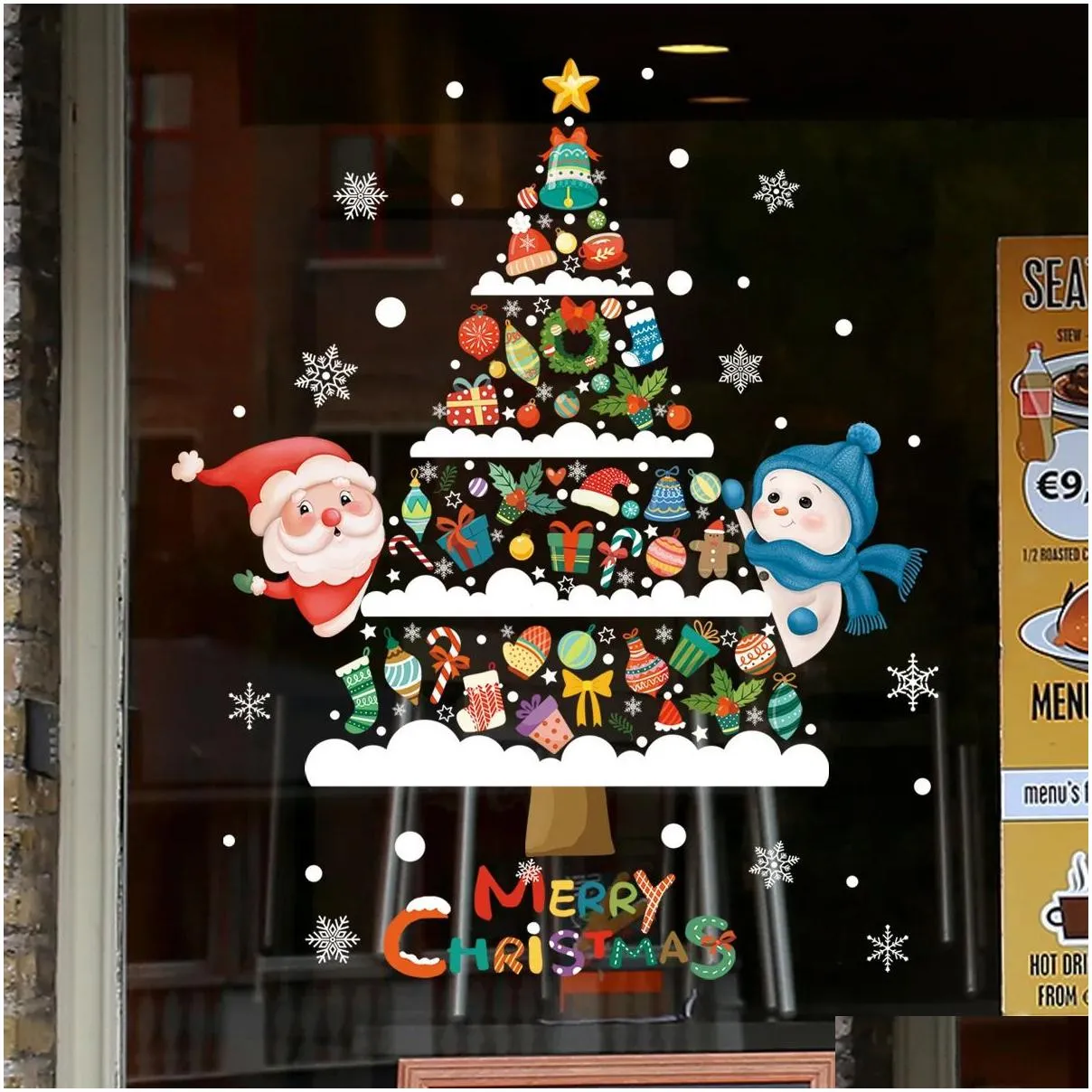 Christmas Decorations Window Stickers Santa Snowman Elk Wall Sticker Room Decals Year 2023 Home Merry Xmas 231013 Drop Delivery Gard Dhyt5