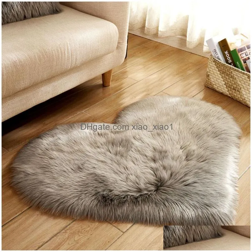 Carpets Artificial Wool Carpet Love Heart Shape Fur Rugs Living Room Bedroom Soft Mat Area Sheepskin Hairy Rug Shaggy Carpet236I5425 Dh4Kl