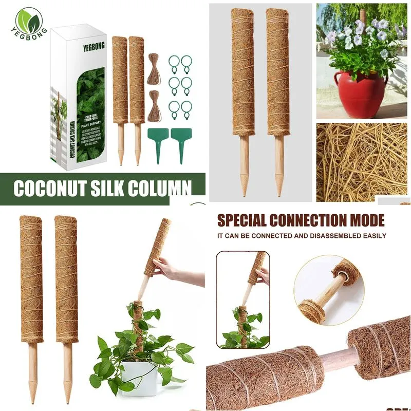 Other Garden Supplies Freight Yegbong Oem  Coconut Silk Climbing Pole Suit Plant Support Green Pineapple Palm Stick Pile Frame Bamb Dh0Ue