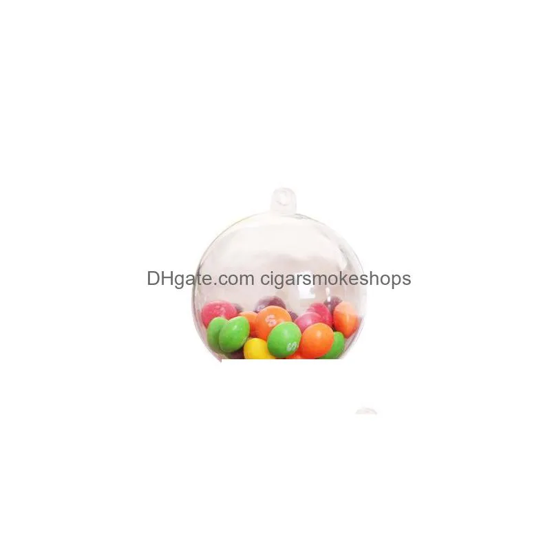 Christmas Decorations 80Mm Transparent Clear Plastic Opening Gift Candy Box Fillable Ball Baubles Decor Wedding Christmas Tree Decorat Otifb