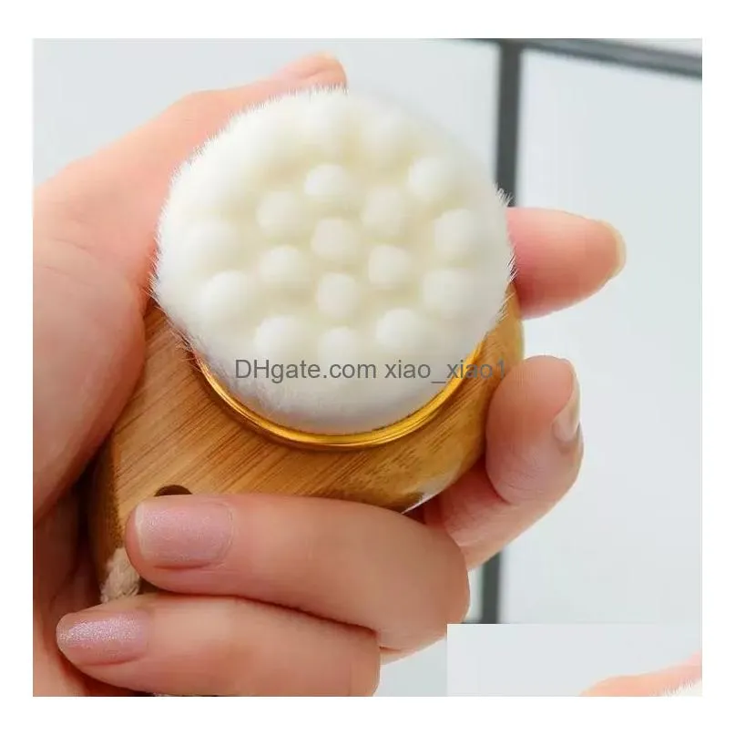 stock facial wood handle cleansing brush beauty tools soft fber hair manual cleaning face brushes skin care xu