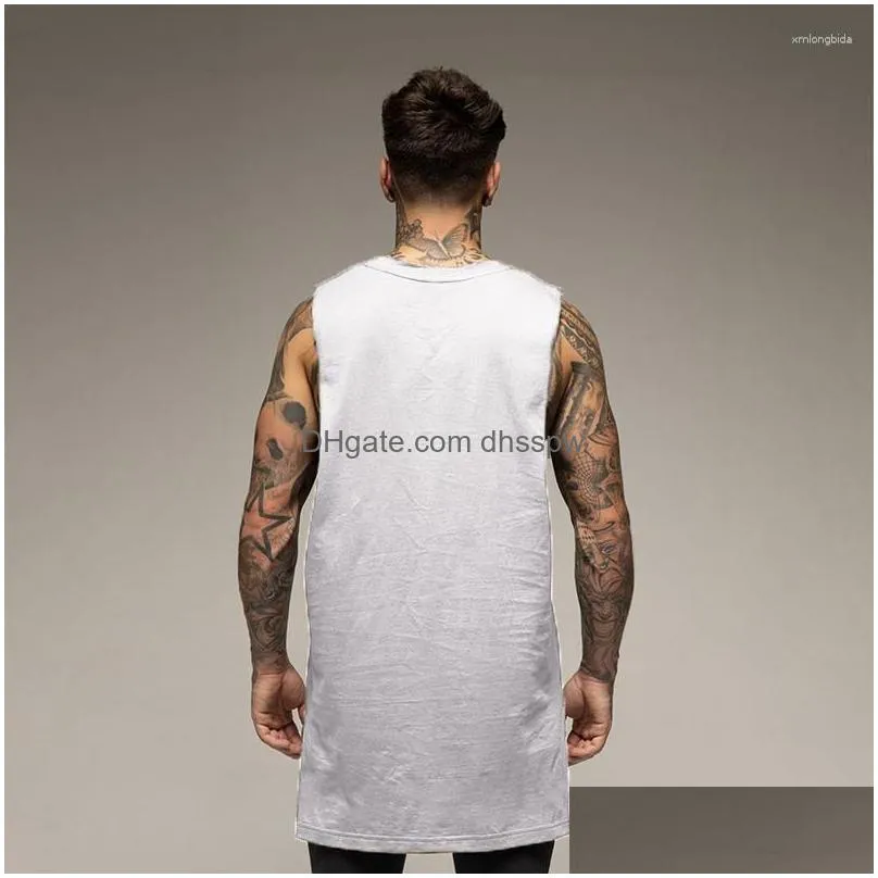 mens tank tops extend cut off sleeveless shirt gym stringer top cotton hip hop muscle tees bodybuilding vest fitness clothing