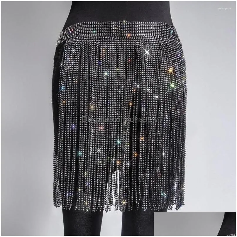 skirts sexy metal chain summer skirt short festival clothing woman women night club party glitter rhinestones mini 2022