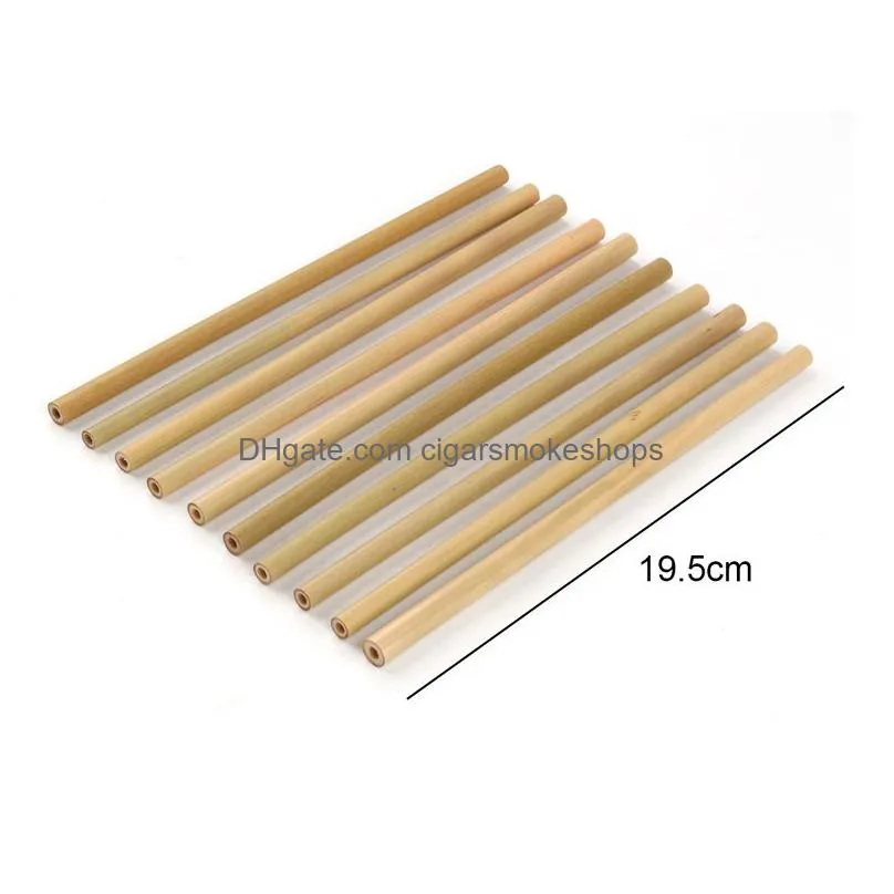 Drinking Straws Bamboo Sts Drinking St Reusable Eco Friendly Handcrafted Natural And Cleaning Brush 200Pcs Home Garden Kitchen, Dining Dh5M6