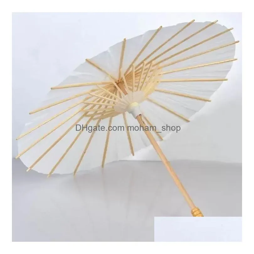 fans parasols wedding bride parasols white paper umbrella wooden handle japanese chinese craft 60cm diameter umbrellas