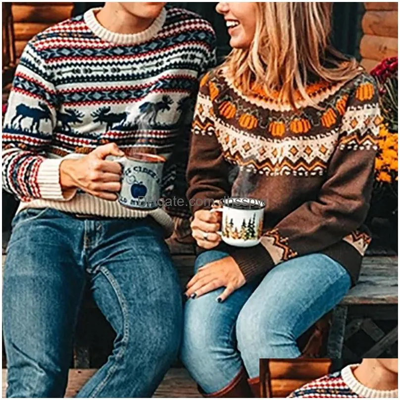 womens sweaters boho pumpkin knitted pullovers women christmas ladies ethnic warm female loose 2021 autumn winter fashion