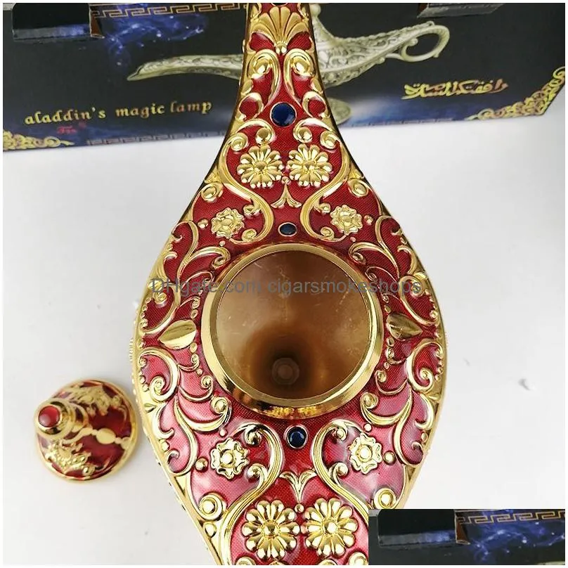 Fragrance Lamps Fairy Tale Aladdin Magic Lamp Vintage Censer Creative Metal Aroma Burner Mti Color Incense Burners New Arrive 35X12X18 Dhk3S